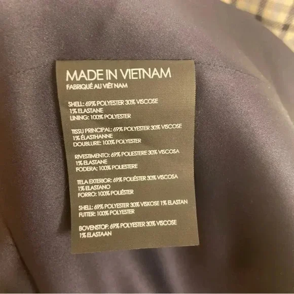 Club Monaco Heleni Plaid Coat Blue Ivory Multi Size Extra Large